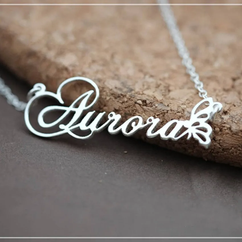 Personalized Name Necklace With Butterfly