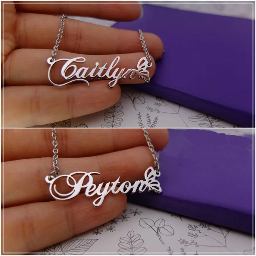 Personalized Name Necklace With Butterfly