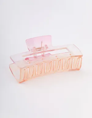 Pink Rectangle Ombre Claw Clip