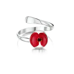 Poppy ring by  Shrieking Violet® Sterling silver adjustable ring with a real flower. Ideal gift for a special friend, mum, nanna, wife