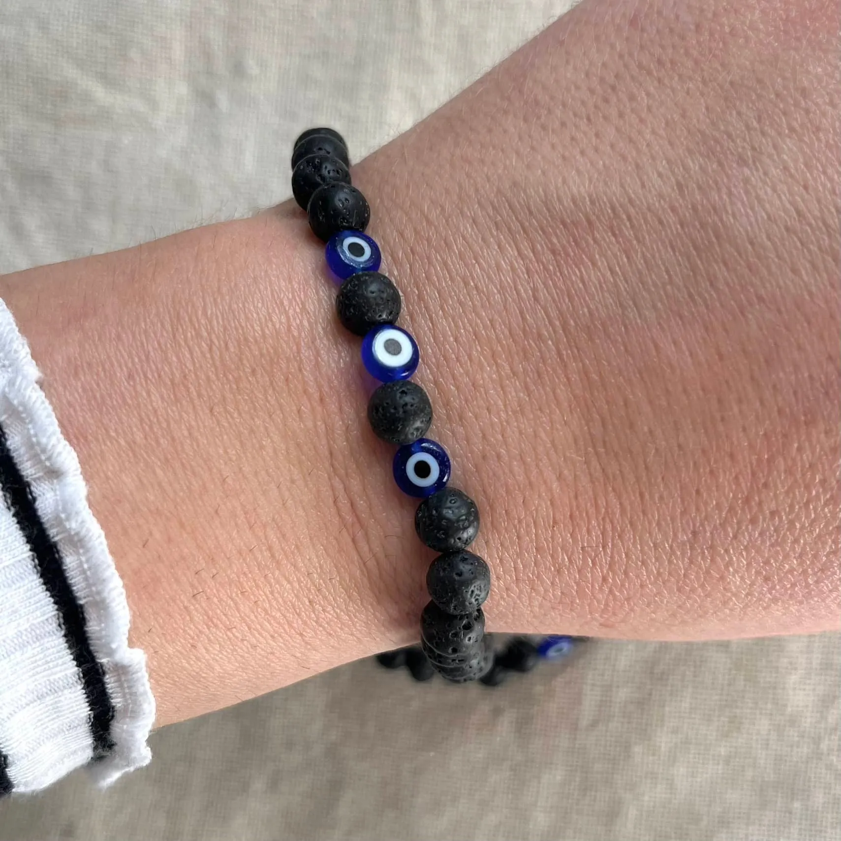 Protection Evil Eye Bracelet - Lava Stone