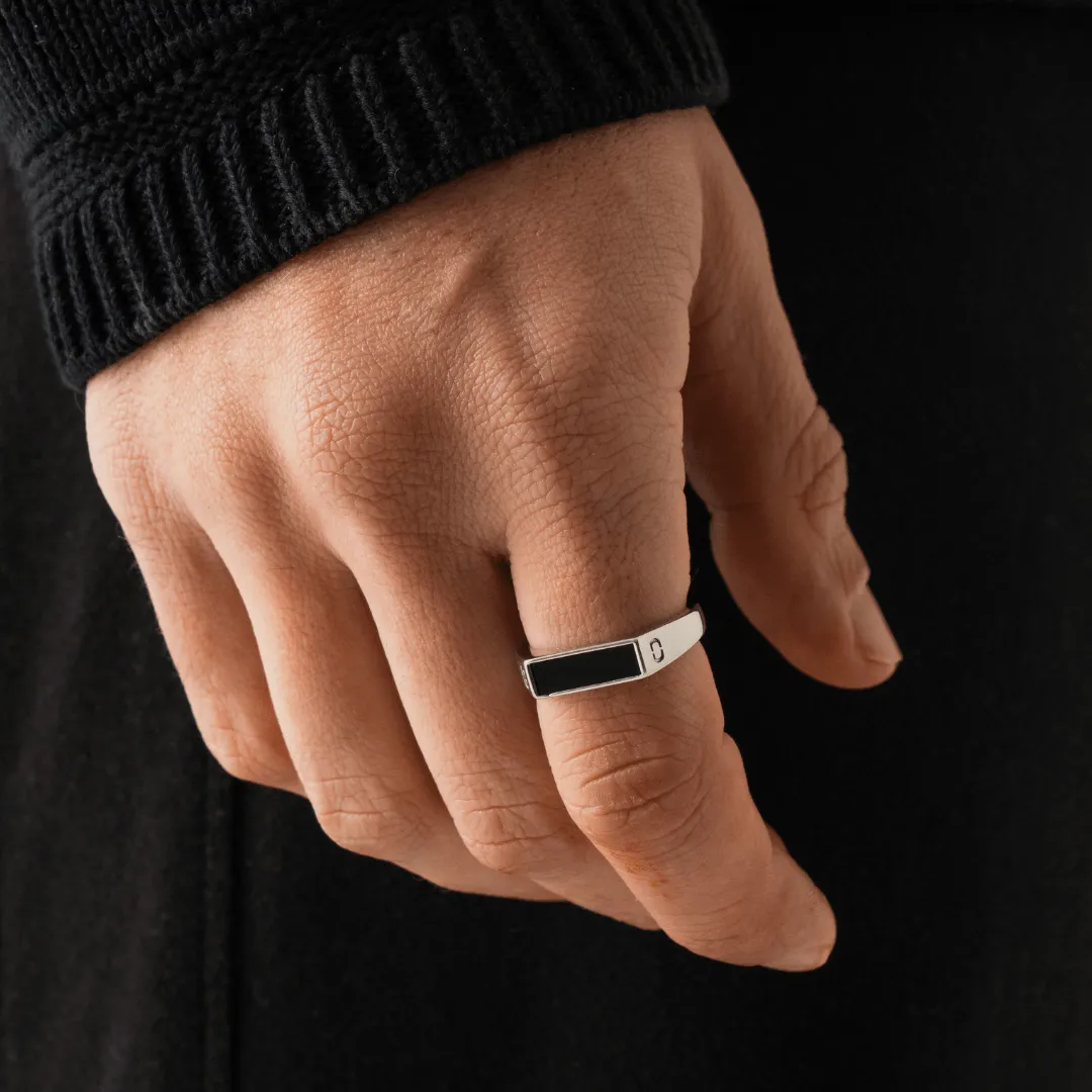 Rectangle Stone Signet Ring (Silver)