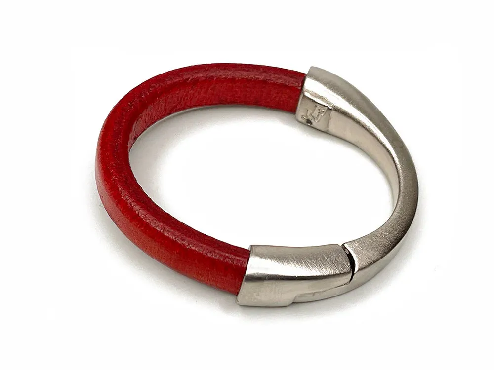 Red Crescent Moon Leather Bracelet