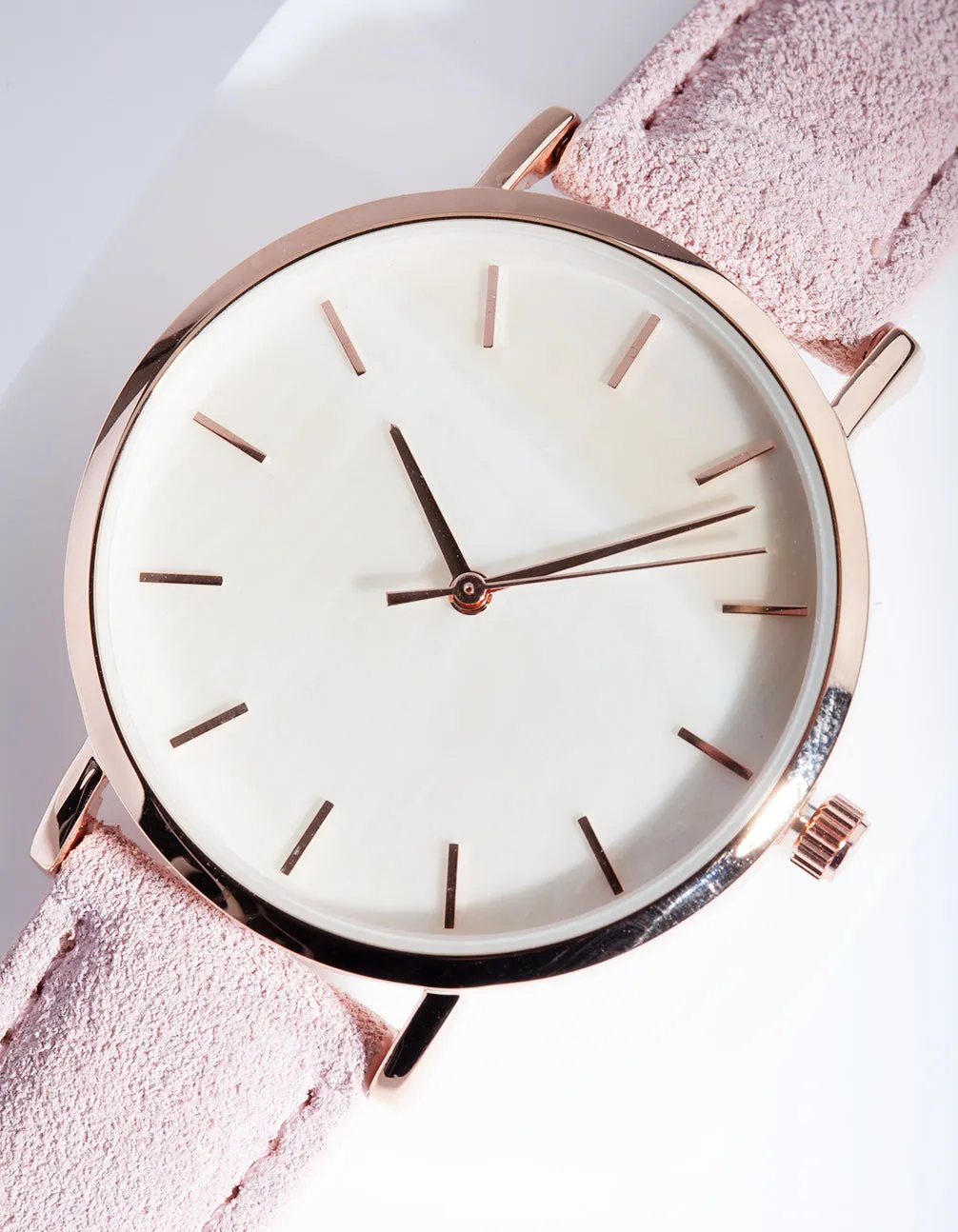 Rose Gold Pearl Leather Watch