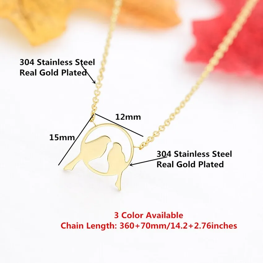 Rose Gold Silver Color Double Bird Pendant