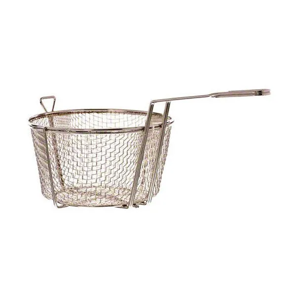 Round Nickel-Plated Fine Mesh Strainer / Fry Basket, 8.5"