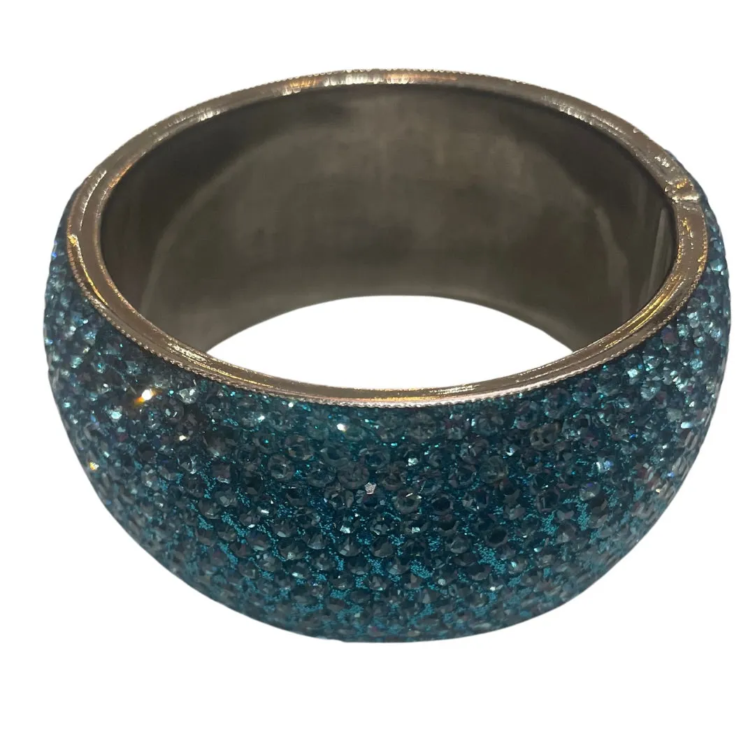 Secretly Posh Diamanté Bangle - Thick Light Blue