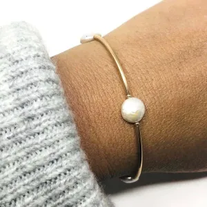 Silver Biwa Pearl Stretch Bracelet