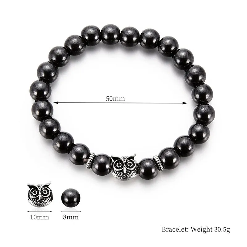 Simple And Fashionable Owl Black Gallstone Magnetic Magnet Bracelet