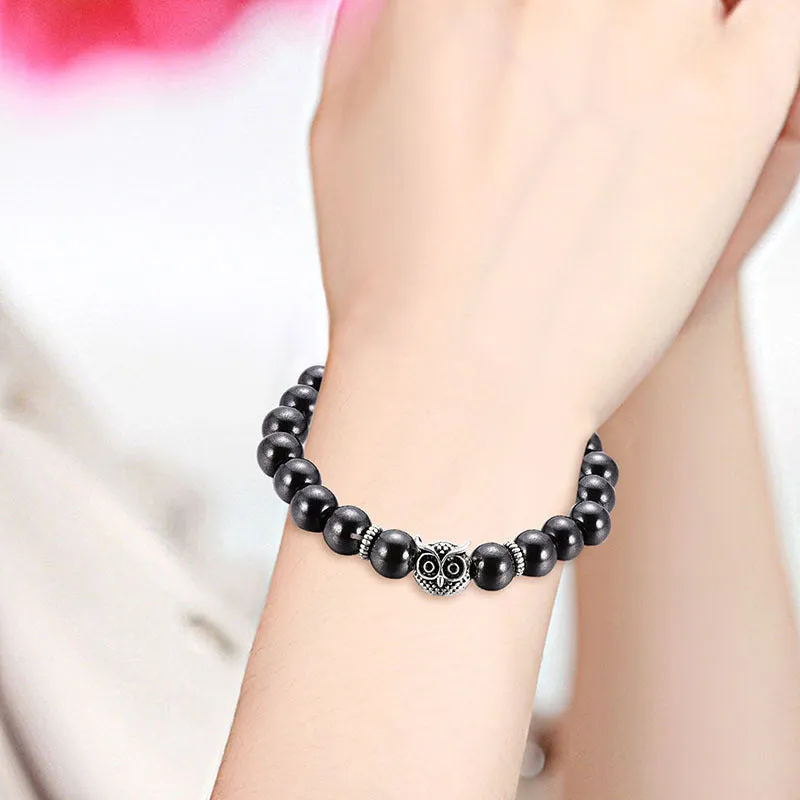 Simple And Fashionable Owl Black Gallstone Magnetic Magnet Bracelet