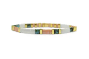 Skylar Paige BEAUTIFUL Morse Code Tila Beaded Bracelet - Prizeworthy Peach