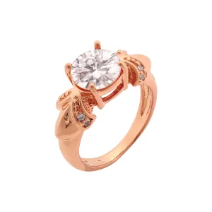 Solitaire colorful big stone paved Rose Gold fashion rings