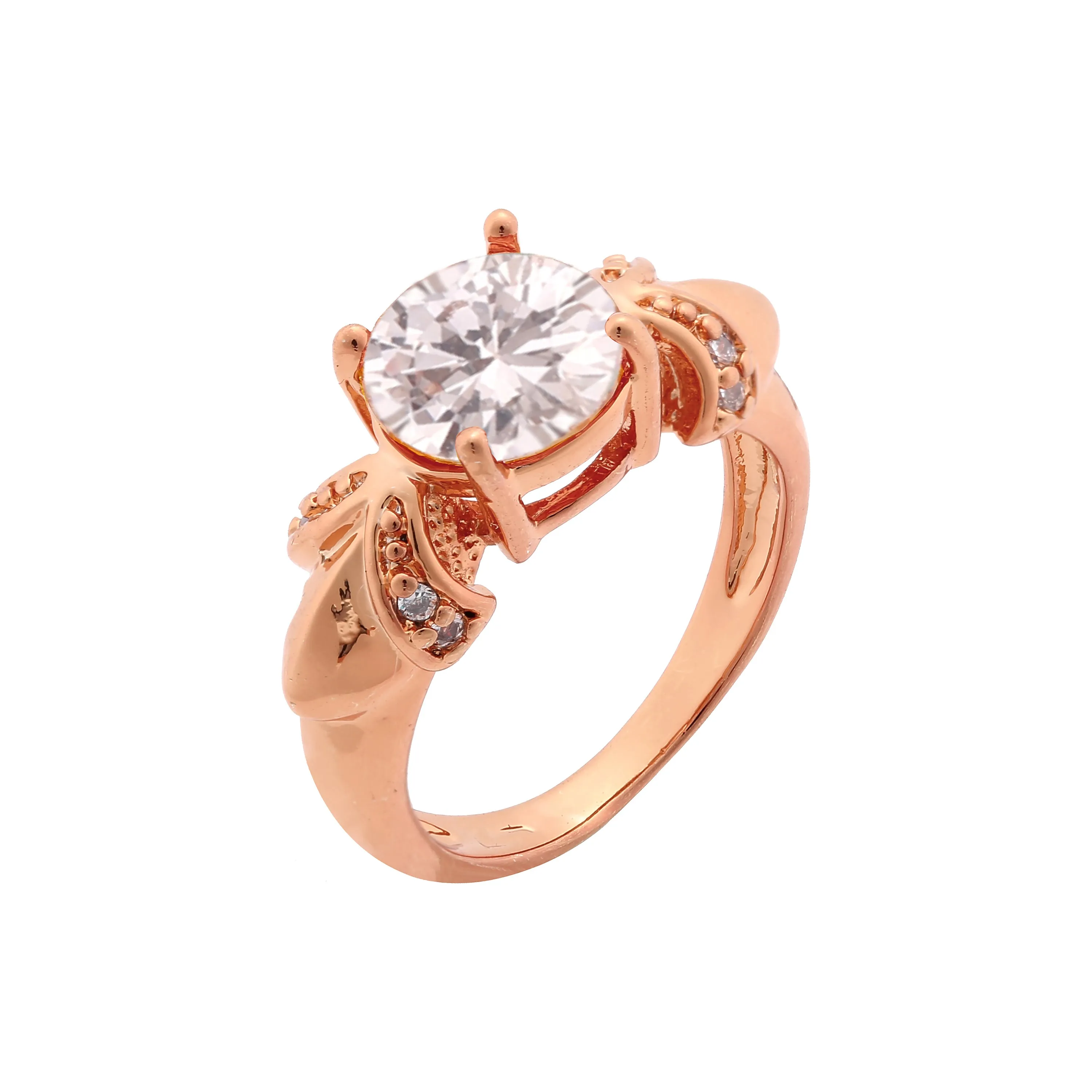 Solitaire colorful big stone paved Rose Gold fashion rings