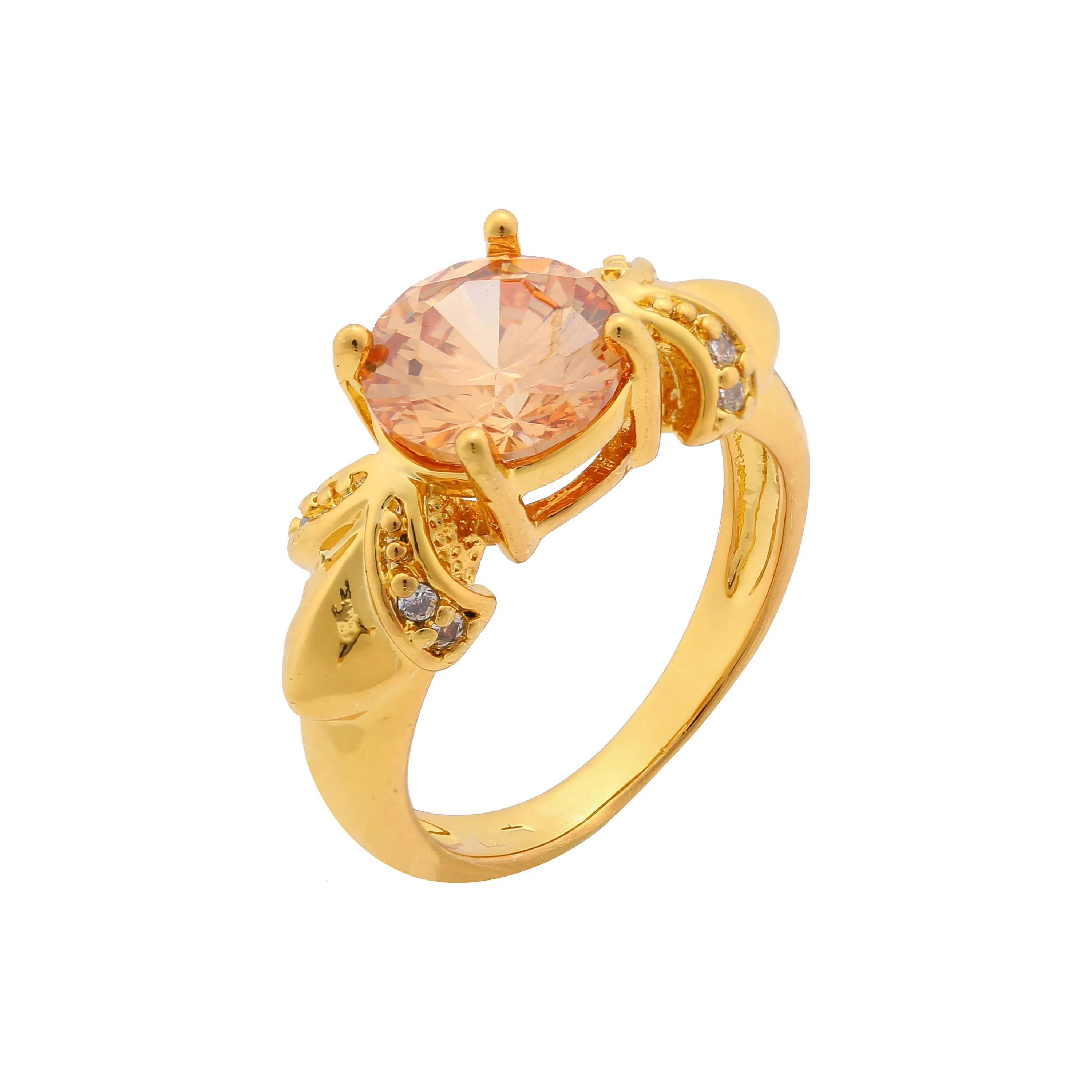 Solitaire colorful big stone paved Rose Gold fashion rings