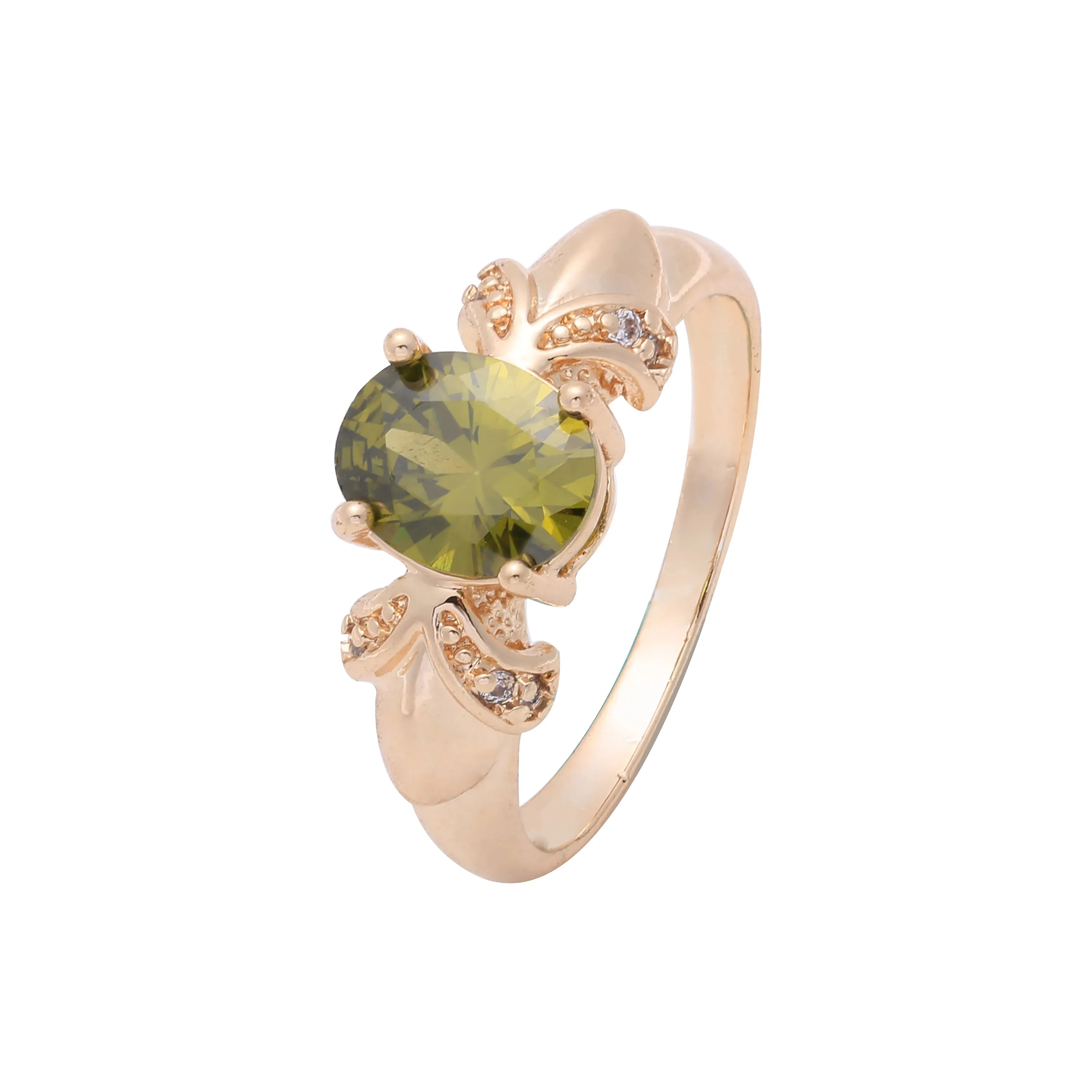 Solitaire colorful big stone paved Rose Gold fashion rings