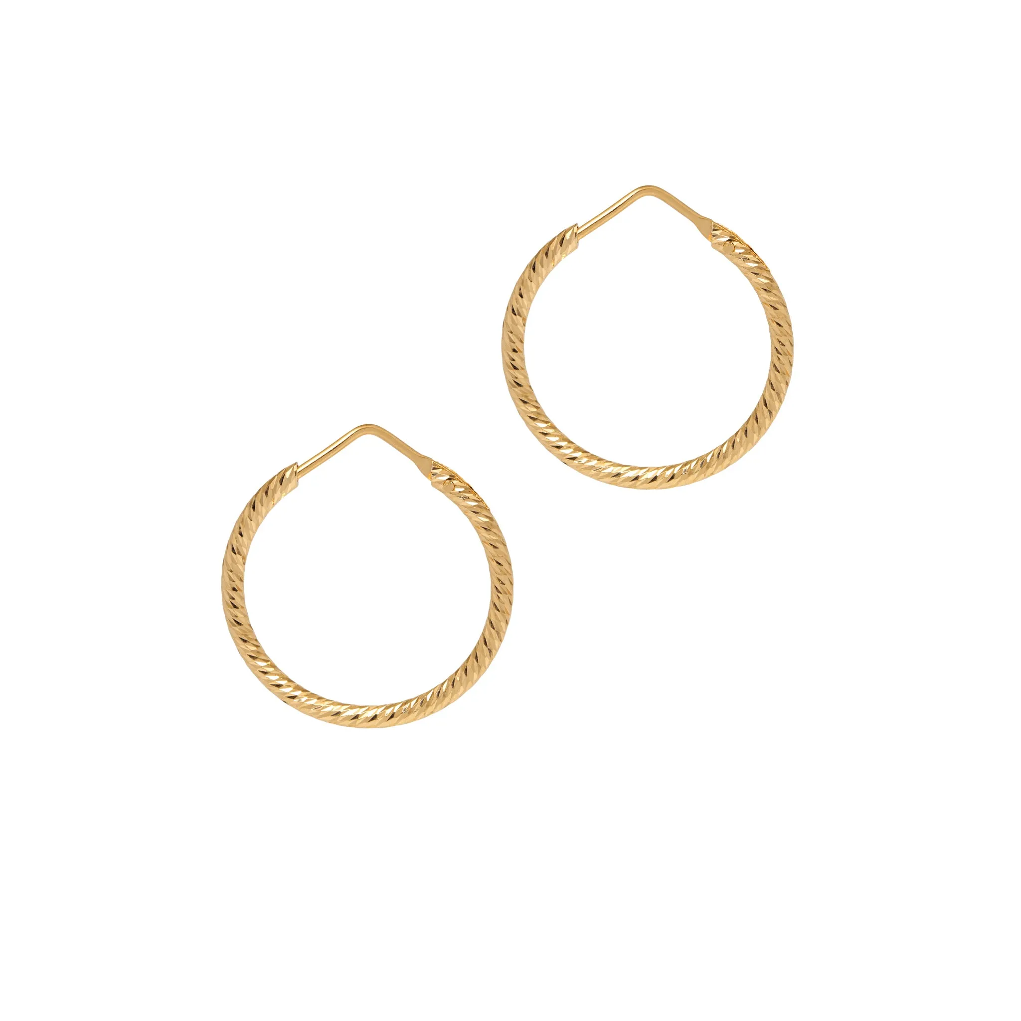 Sparkly, Diamond-Cut Roma Hoop Earrings: Extra Small   Small - Silver