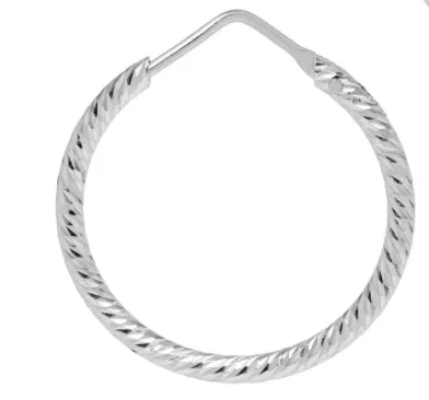 Sparkly, Diamond-Cut Roma Hoop Earrings: Extra Small   Small - Silver