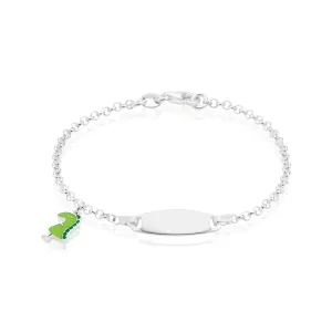 Sterling Silver 16cm Dinosaur Enamel Children's Bracelet