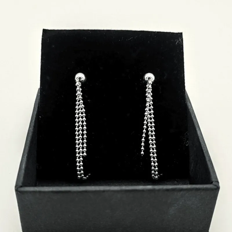 Sterling Silver Ball Chain Stud Dropper Earrings