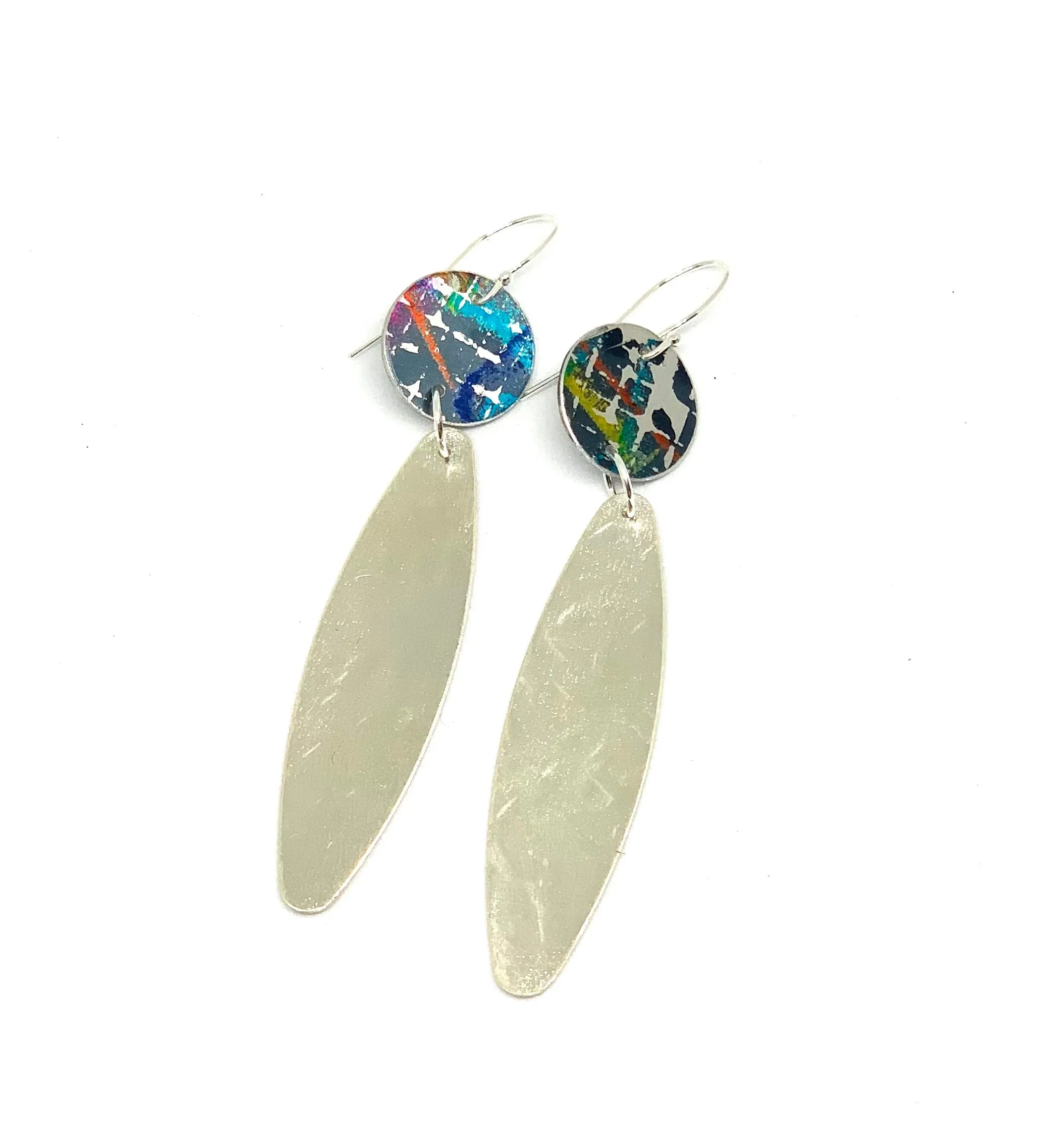 Sterling silver long line earring’s/multi coloured mix