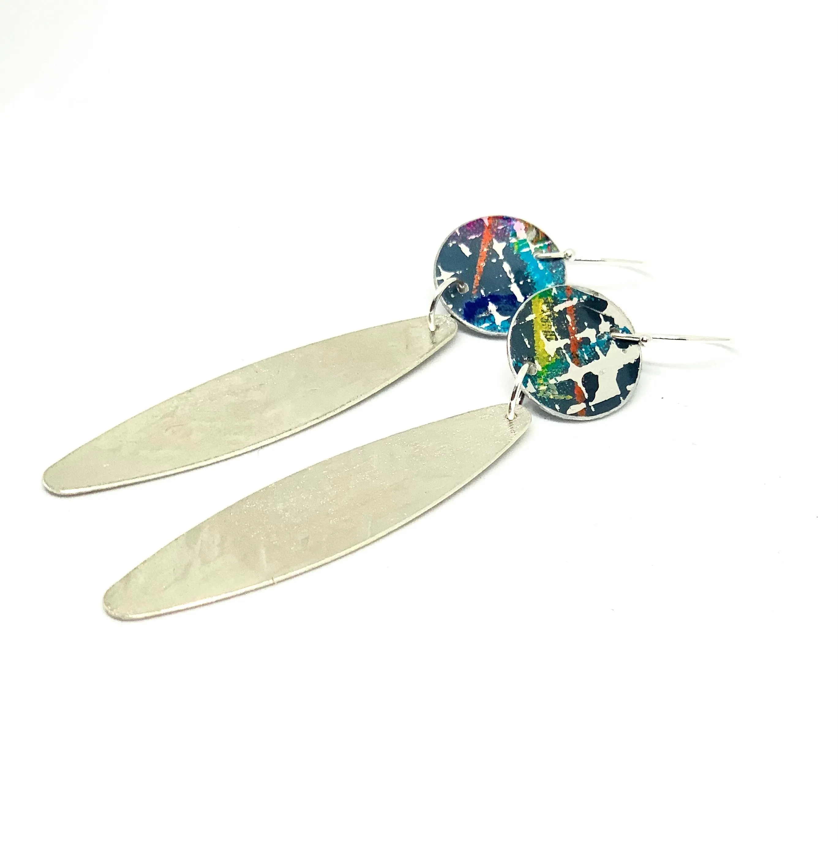 Sterling silver long line earring’s/multi coloured mix