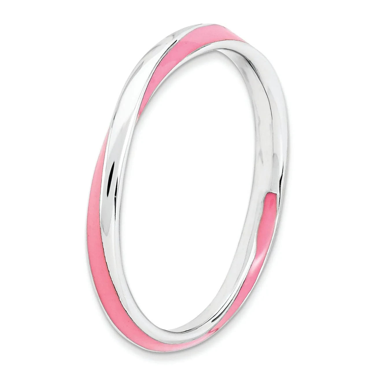 Sterling Silver Pink Enameled Stackable Ring