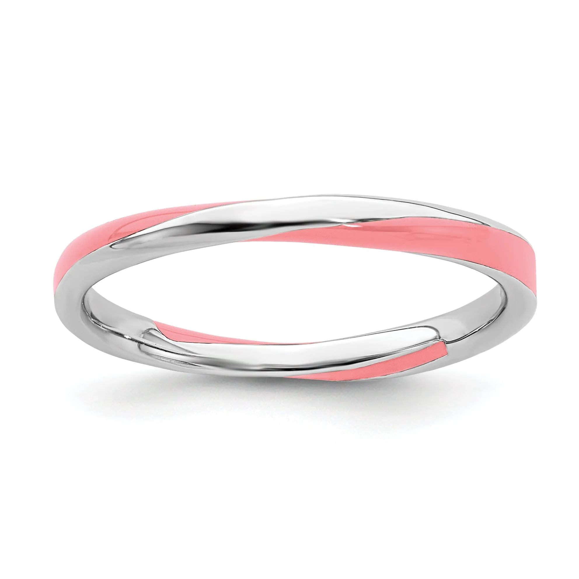 Sterling Silver Pink Enameled Stackable Ring