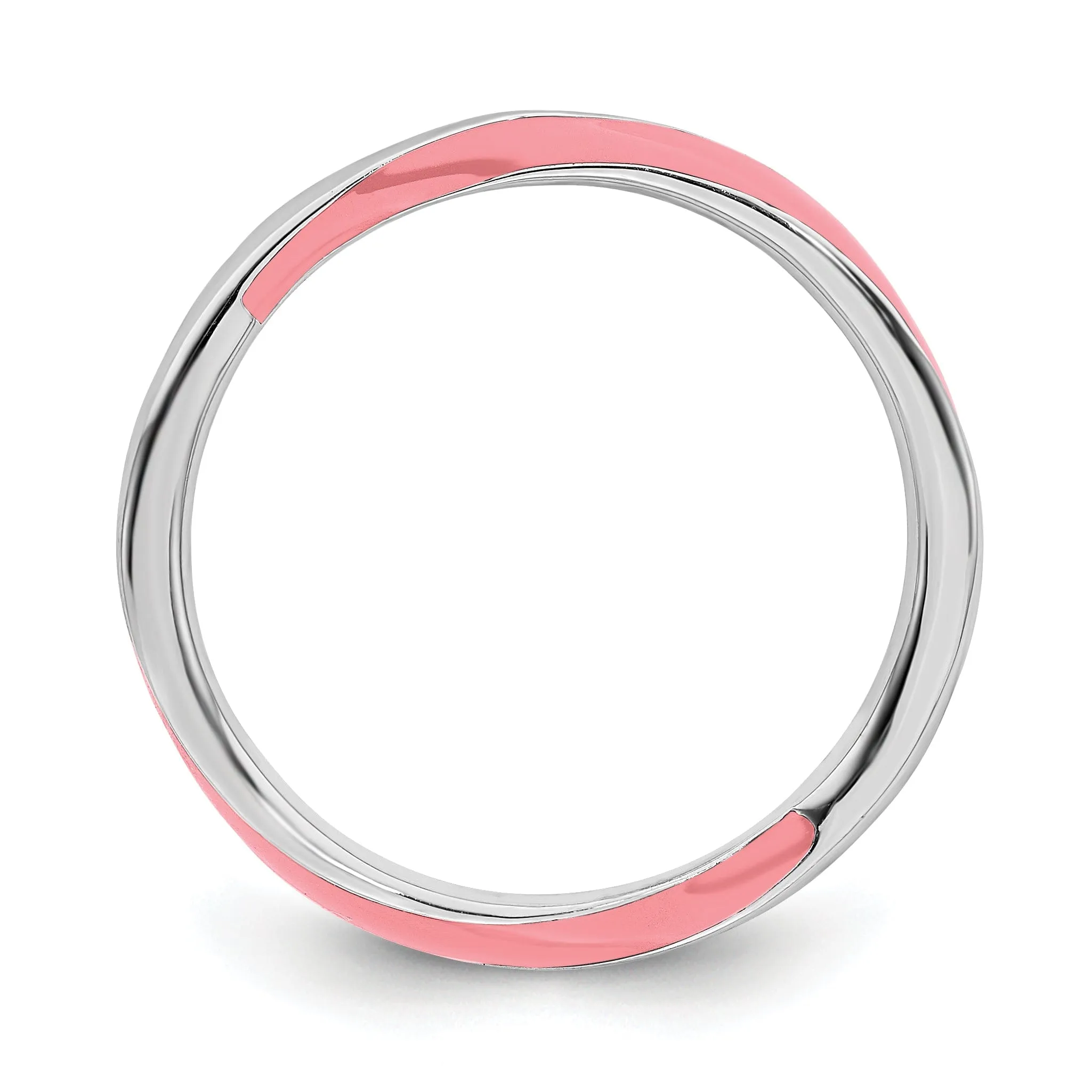 Sterling Silver Pink Enameled Stackable Ring