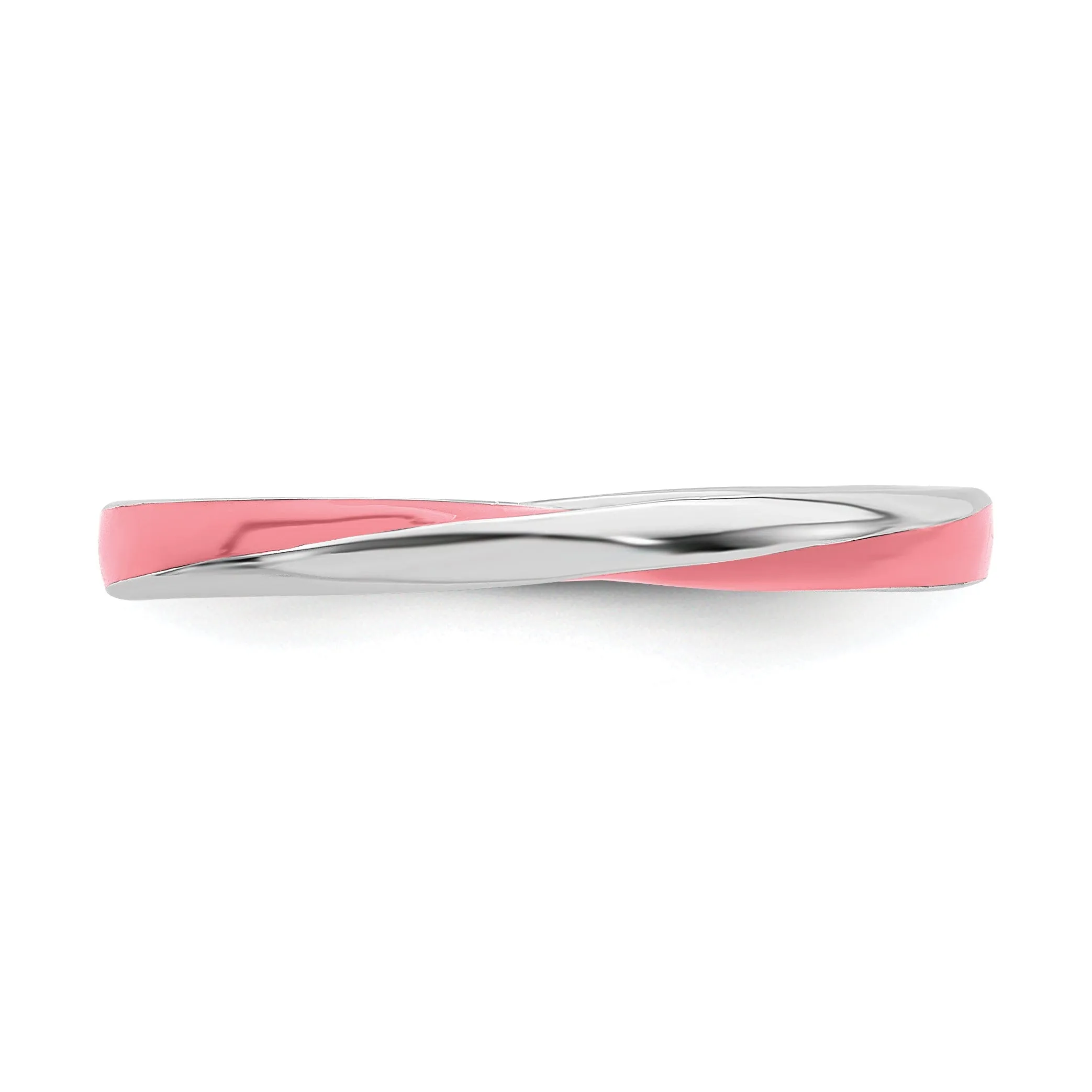 Sterling Silver Pink Enameled Stackable Ring