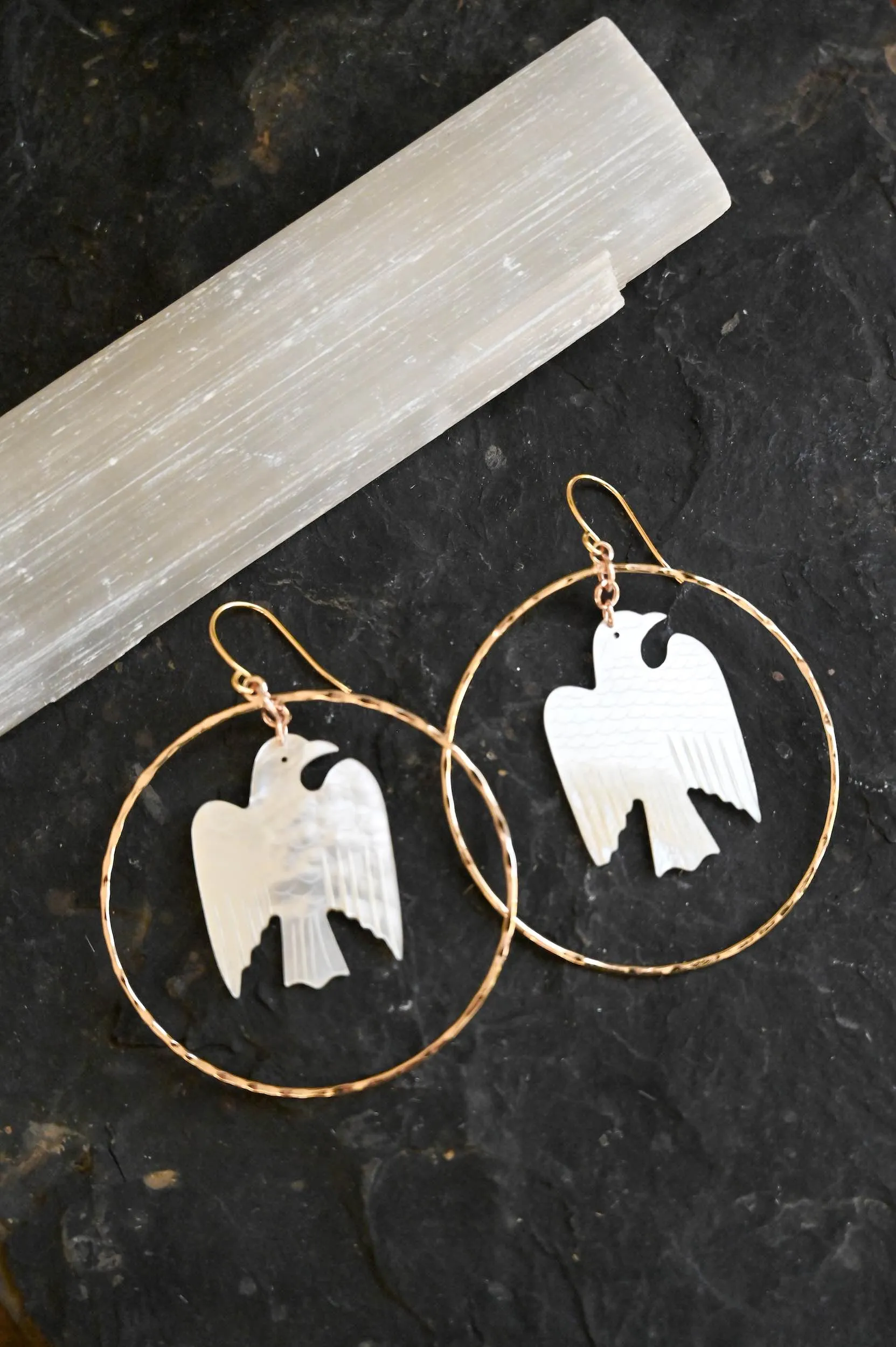 Still I Rise Mother of Pearl Phoenix Earrings