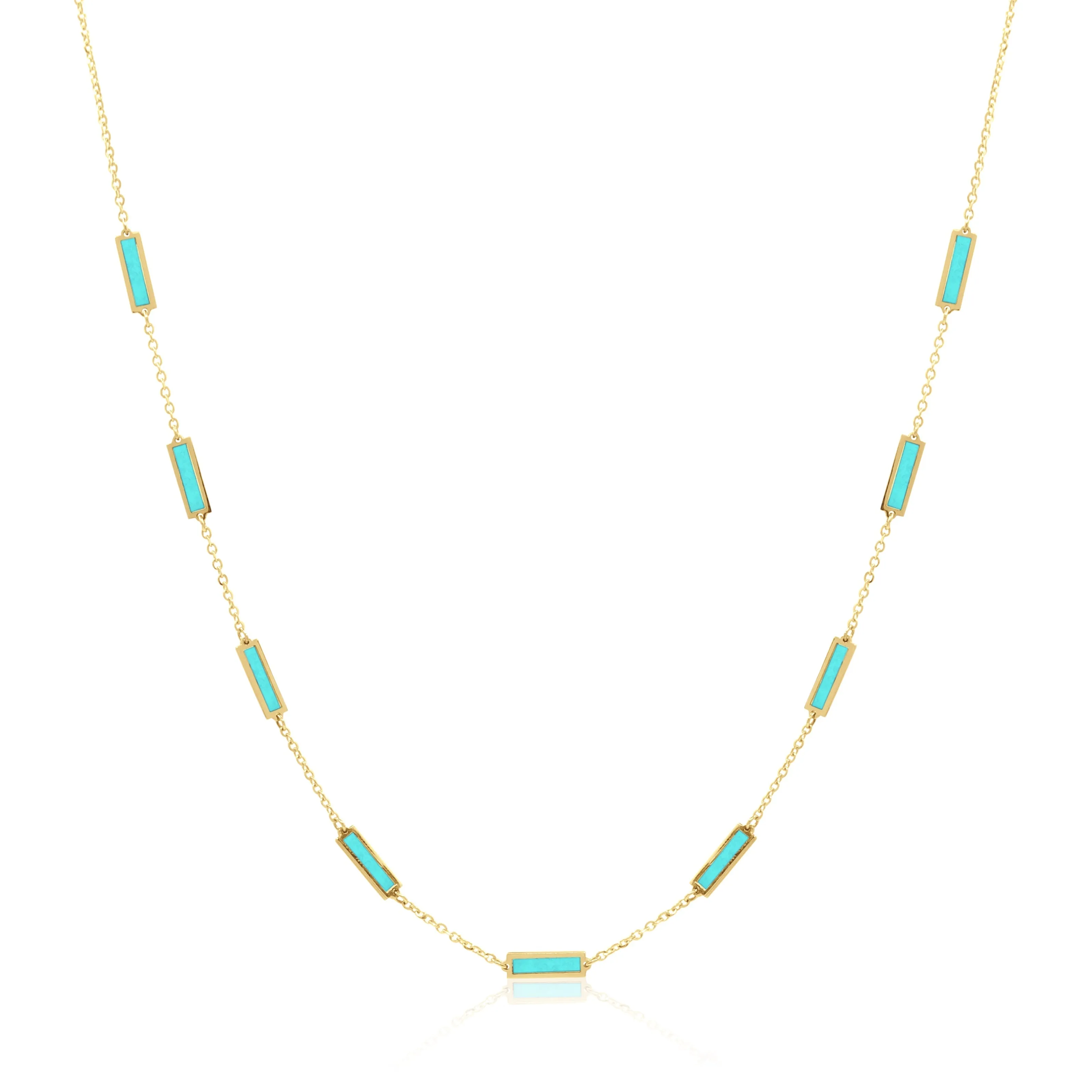 Stone Block Necklace - Turquoise