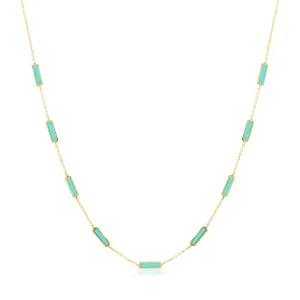 Stone Block Necklace - Turquoise