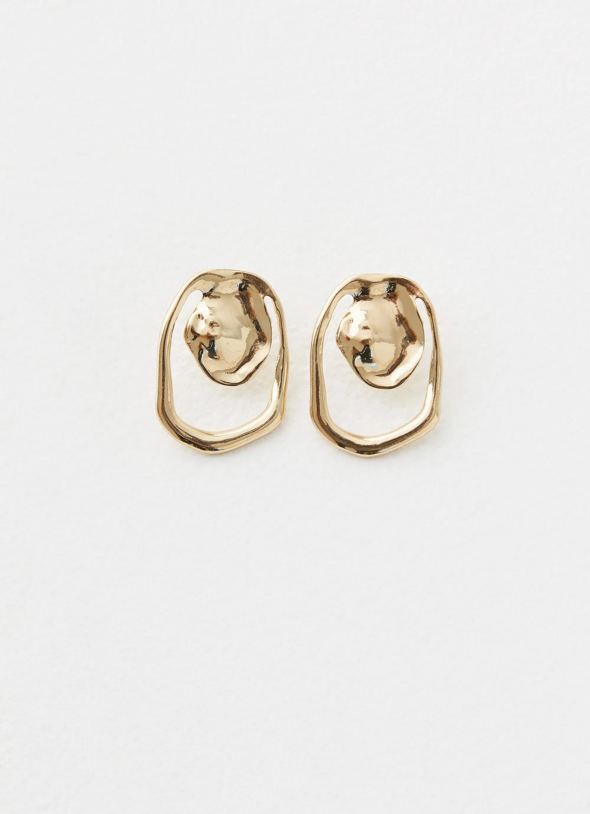 Stone Edge Earrings - Gold