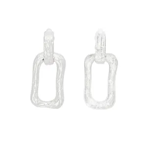 Stylish Silver Rectangle Clip On Link Earrings: Fashion Jewelry