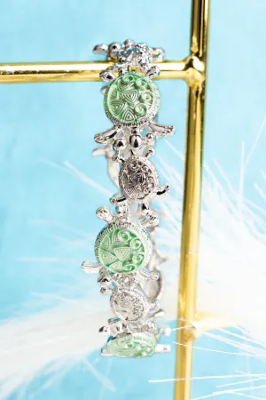 Summer Getaway Mint Turtle Silvertone Bracelet