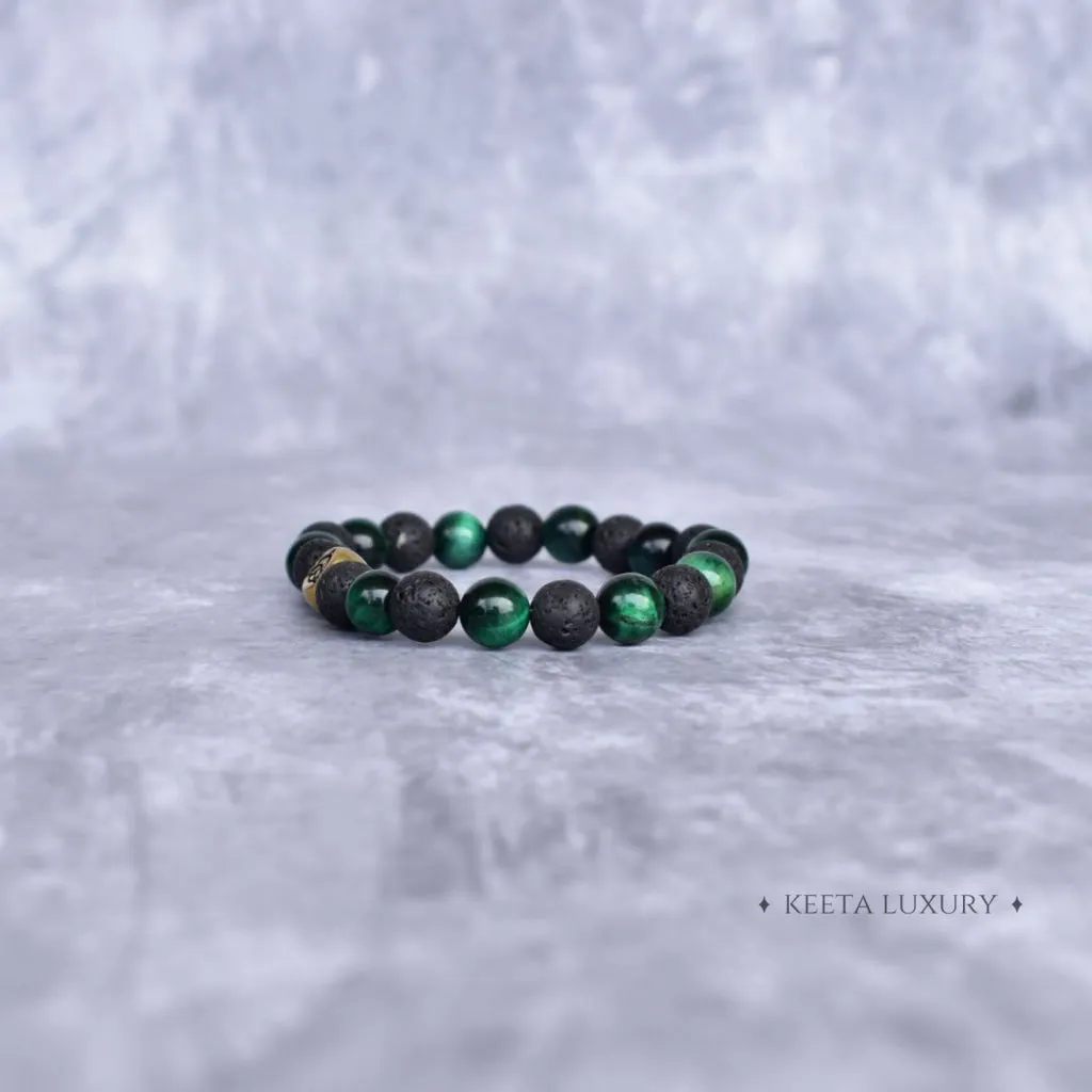 Trinity Magic - Green Tiger's Eye & Lava Bracelets