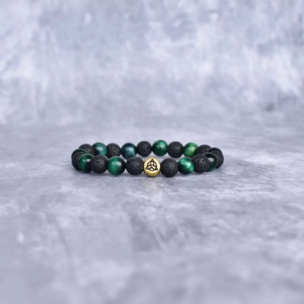 Trinity Magic - Green Tiger's Eye & Lava Bracelets