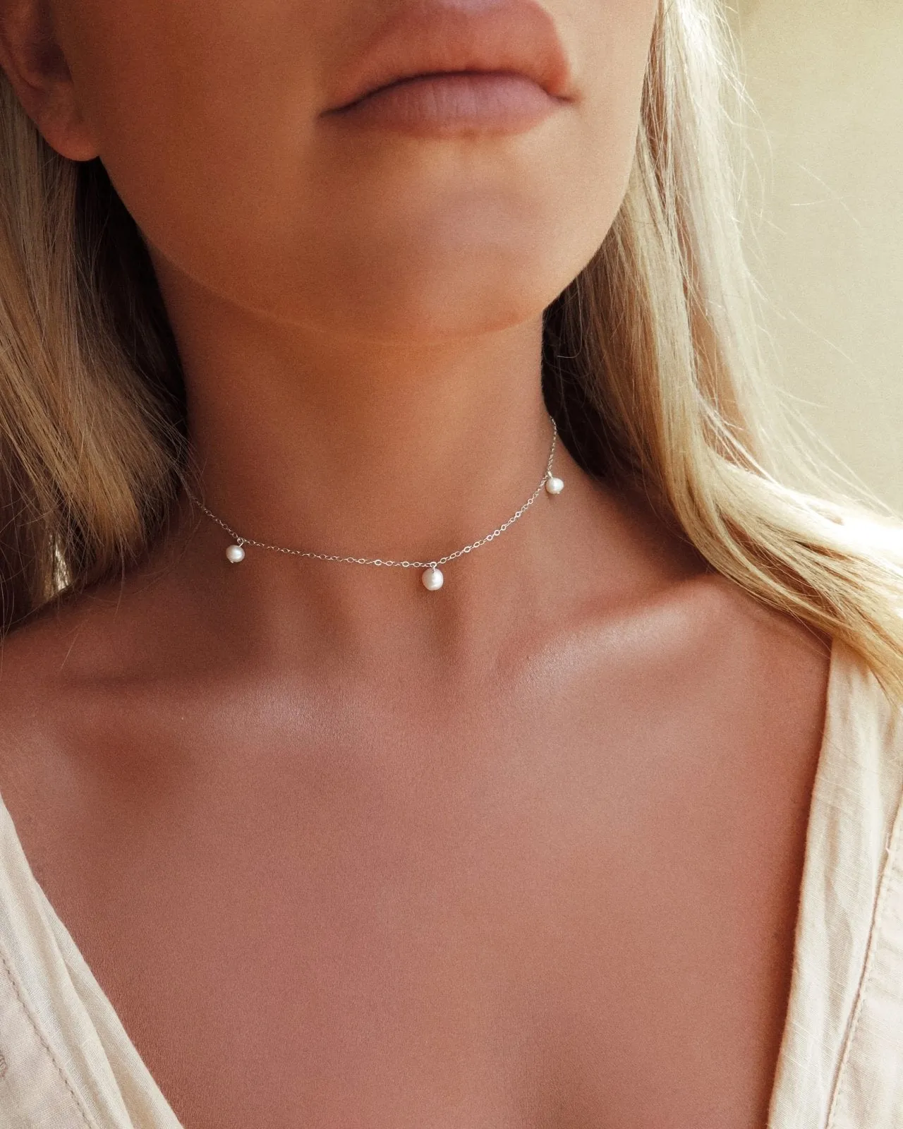 Triple Freshwater Pearl Necklace  - Sterling Silver