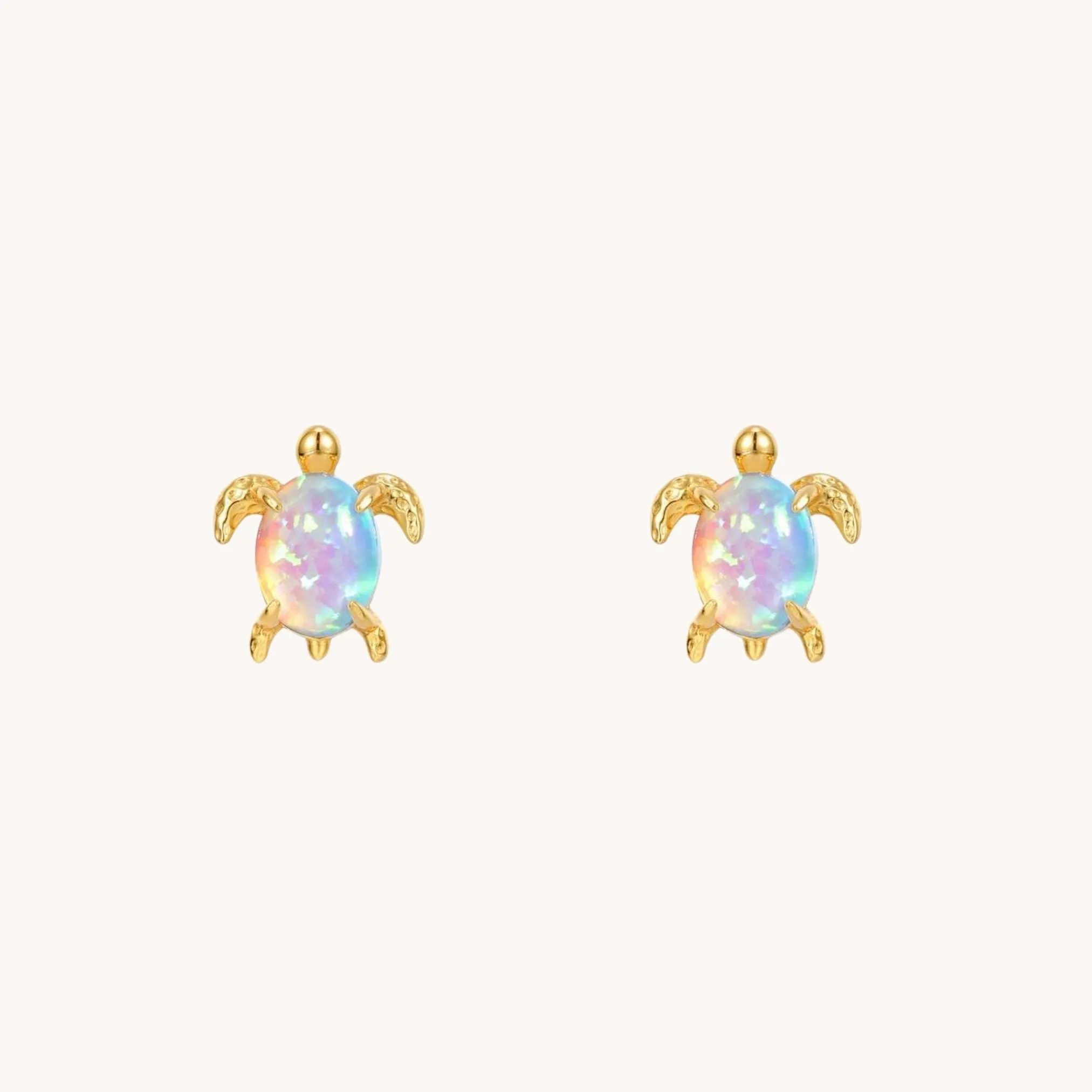 Turtle opal Gold Stud Earrings W.