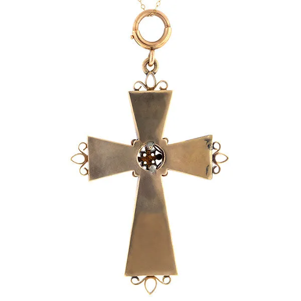 Victorian Pearl & Onyx Cross