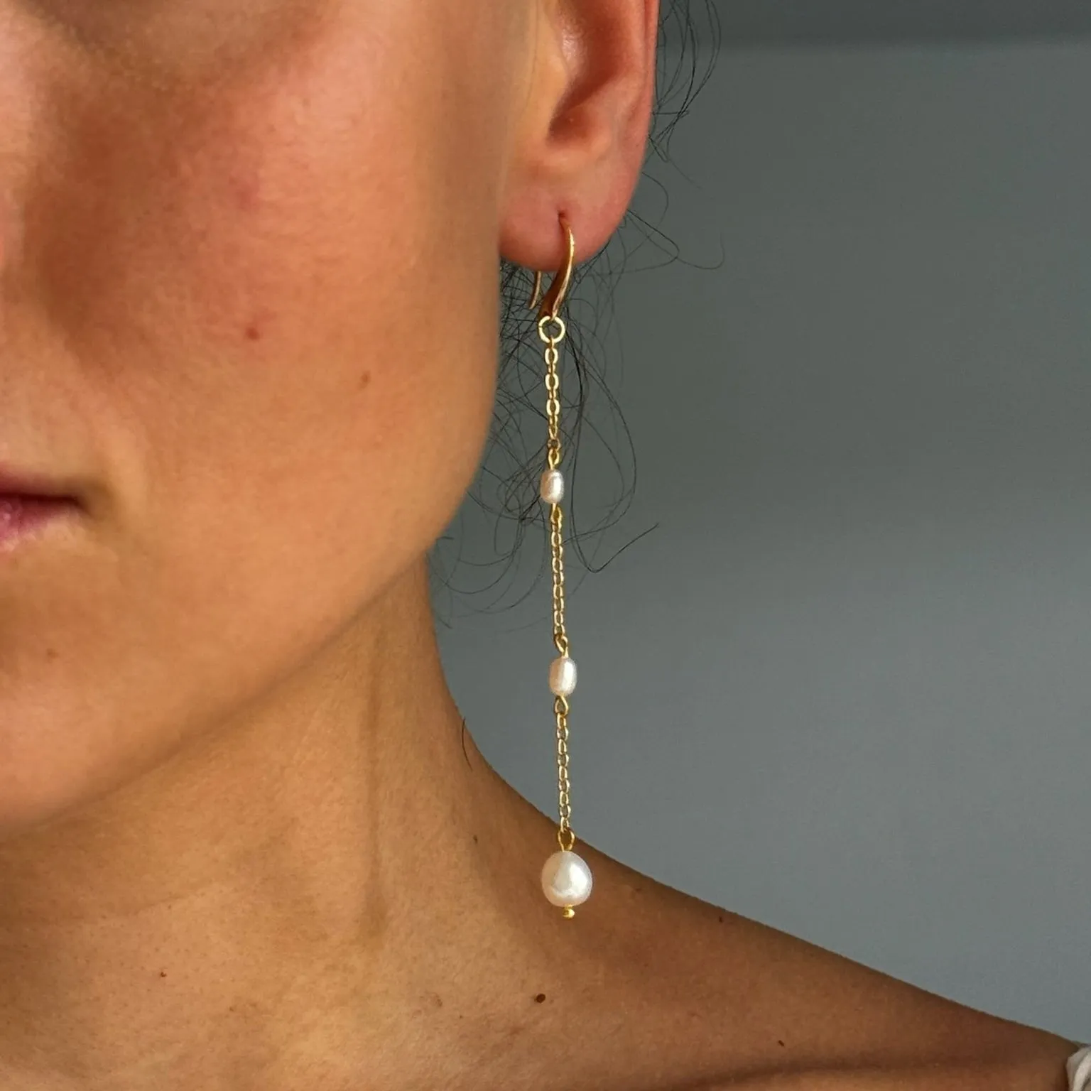 Wedding Long Pearl Drop Earrings