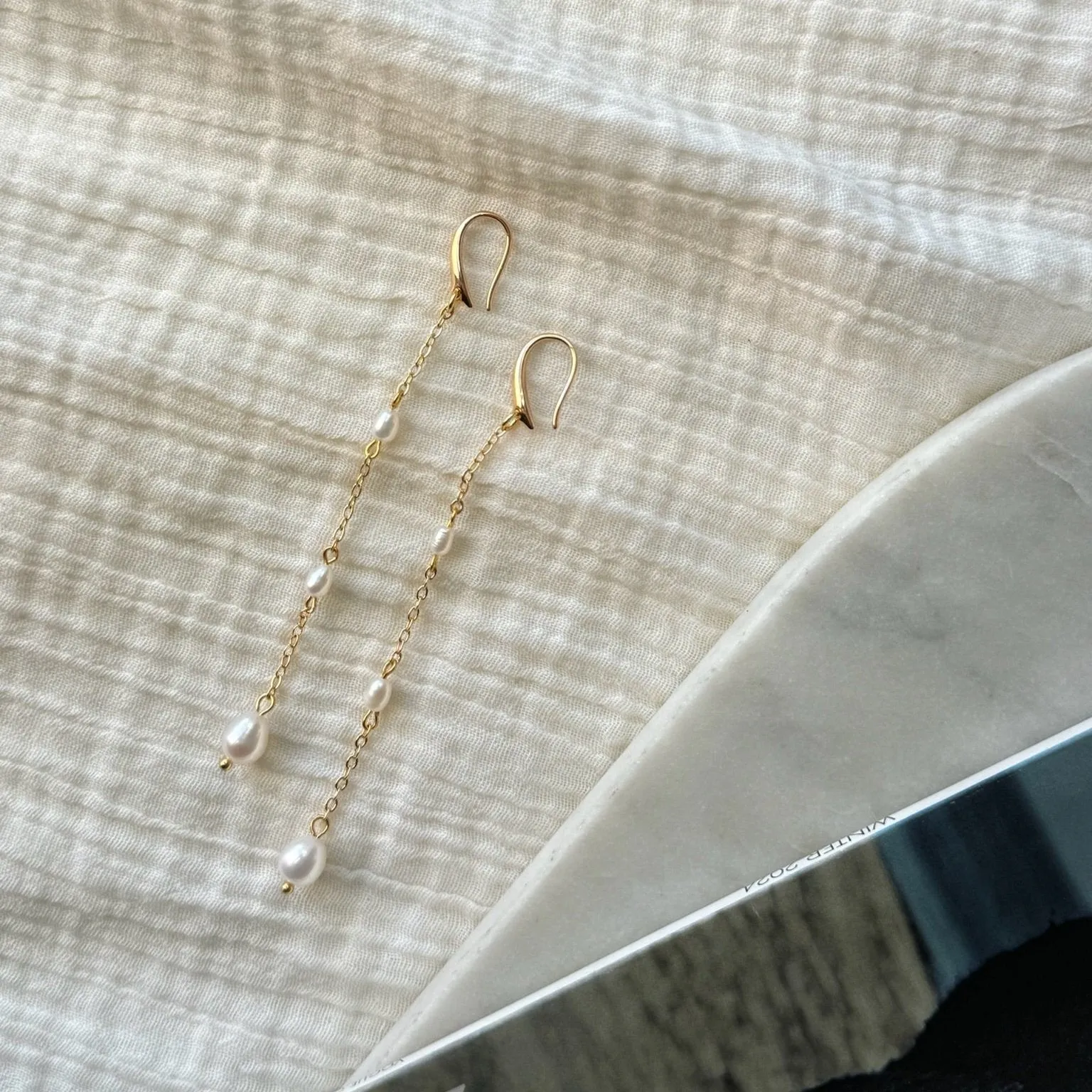 Wedding Long Pearl Drop Earrings