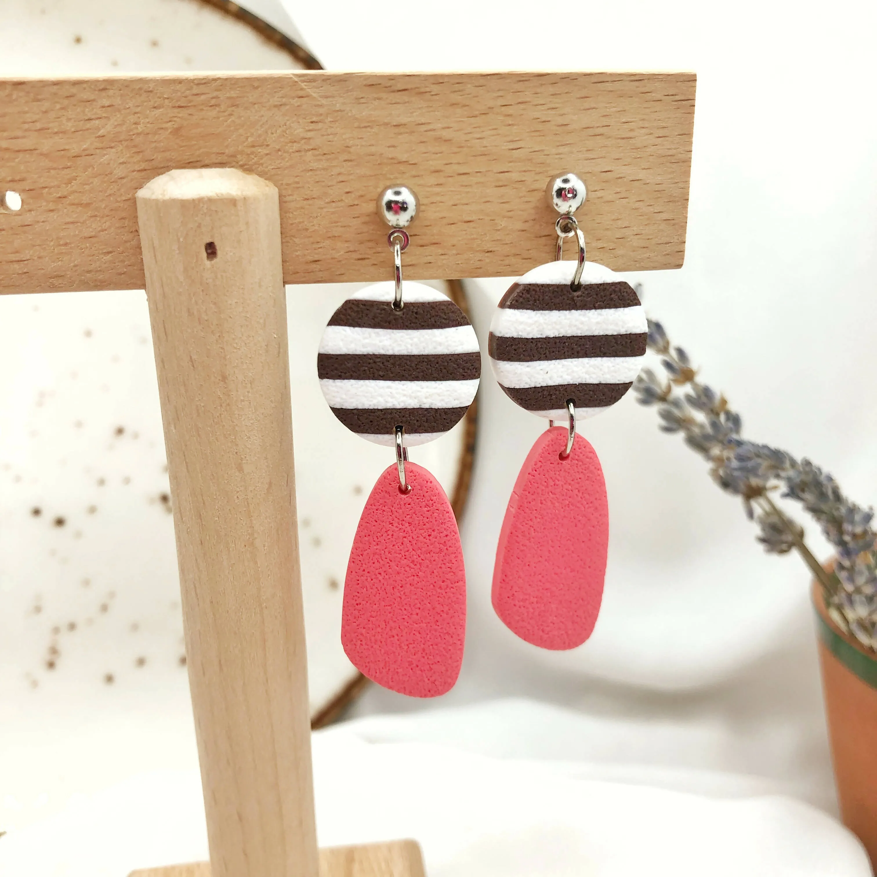 Women's Stylish Earrings, Hand Crafted Polymer Clay Earrings, Nickel Free Women's Earrings