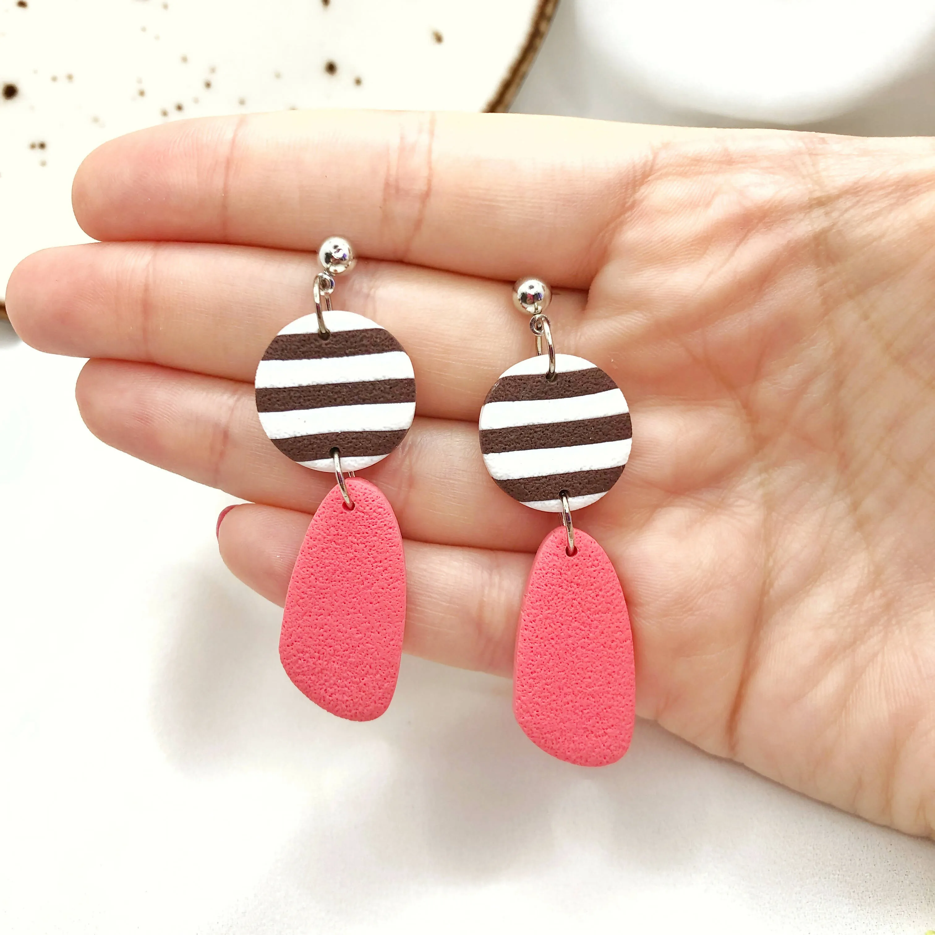 Women's Stylish Earrings, Hand Crafted Polymer Clay Earrings, Nickel Free Women's Earrings